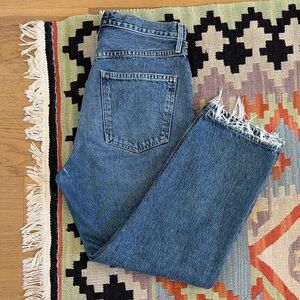 Agolde Medium Blue 90s Crop with Raw Hem